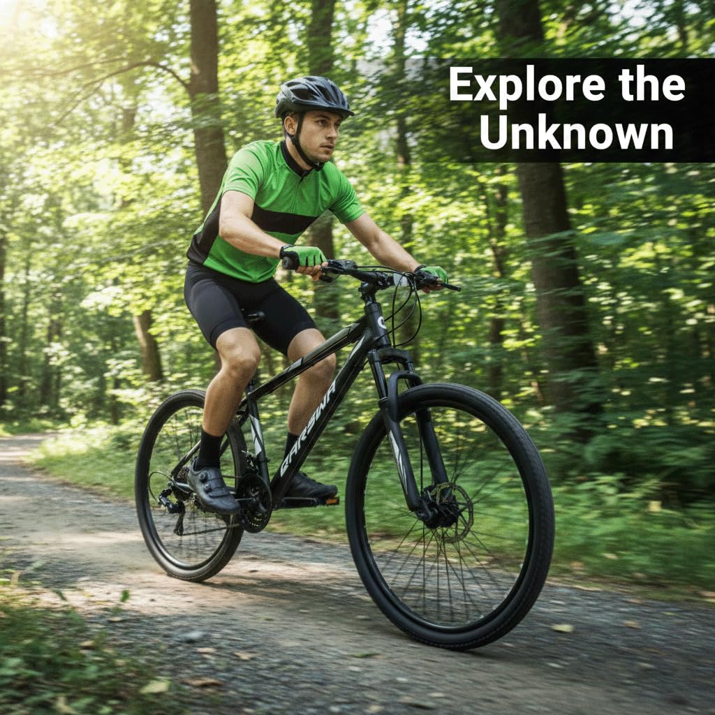 QARSWA 26 Inch Mountain Bike for Men and Women, Lightweight Aluminum Frame MTB with Dual Disc Brakes & 21-Speed Trigger Shifter, Comfort Foam Seat Adult Bicycle for Trail & Outdoor Riding,Black