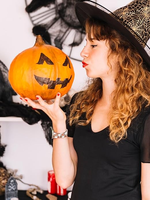 Watbro Halloween Holiday Band Compatible with Fitbit Versa 3 / Sense/Fitbit Versa 4 / Sense 2 Bands for Women Men,Soft Silicone Cute Sport Pumpkin Strap