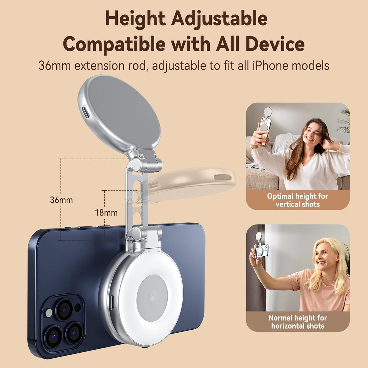 AFAITH C03 CRI97 360 Magnetic Selfie Ring Light, Phone Light Compatible with iPhone Magsafe, LED Selfie Ring Fill Light