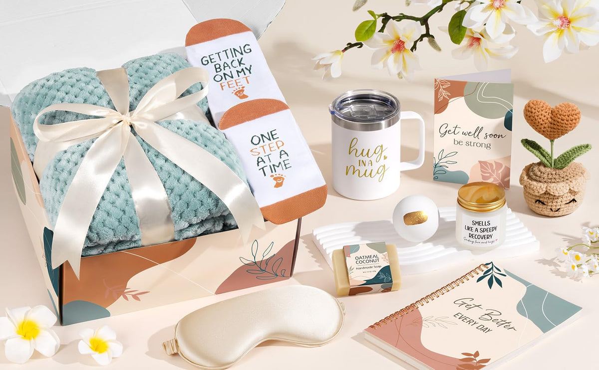 Get Well Gifts for Women After Surgery Recovery, Get Well Soon Gift Baskets for Women Chemo Care Package, Thinking of You Cancer Care Gifts for Sick Friends, Feel Better Encouragement Comfort Gift Box