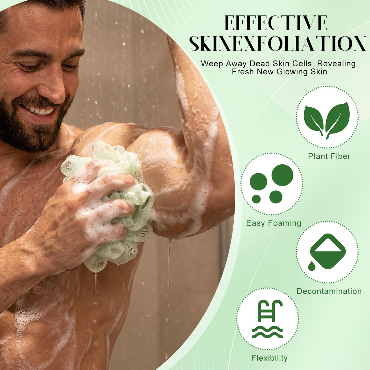 ZhouBoat 2 Pack Exfoliating Loofah Soap Holders with Washcloth Double-Sided Bath Sponge Body Scrubber Reusable Shower Pouches