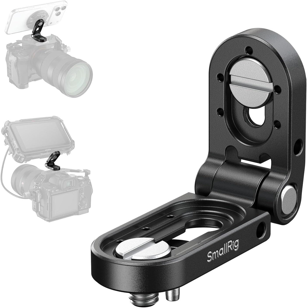 SMALLRIG 1/4''-20 1.2 (2.6 lbs), MD5712 Foldable Mini L-Shaped Mount Plate, Mounting Bracket Adapter with Screw