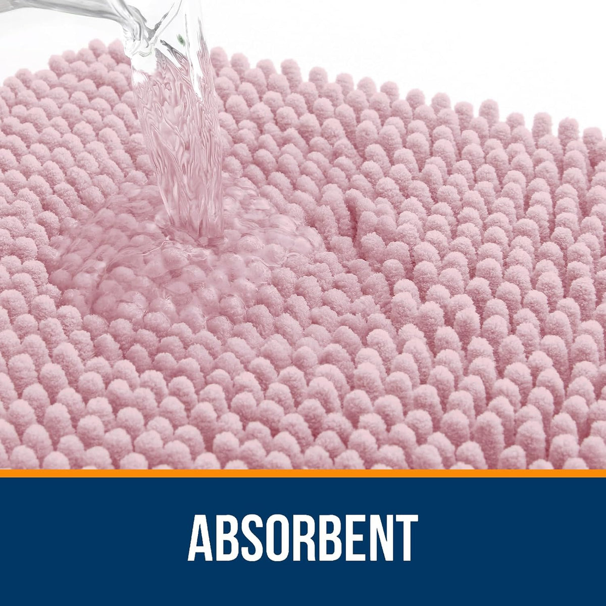 OLANLY Small Bathroom Rugs - Extra Soft Chenille Bath Mats | Quick-Dry, Machine Washable, Dusty Rose 24x16