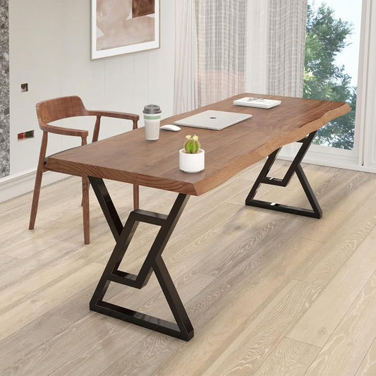 jmzx store Solid Wood Rustic Style 55.1-inch Computer Desk - Large Office Desk for Home Office, Modern and Simple Design, Ideal for Dining,Study, Writing (Black-w, 55.12 * 27.56 * 29.53)