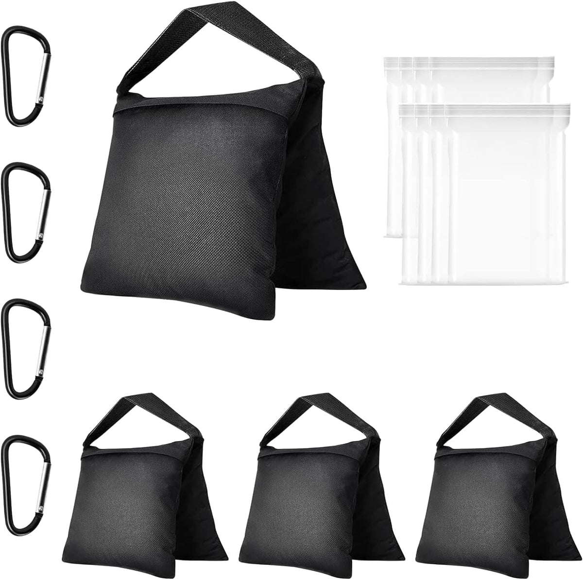 -4 Packs Set(Black) EMART Heavy Duty Sandbag Photo Studio Weight Bag Saddlebag Design for Photography Light Stand