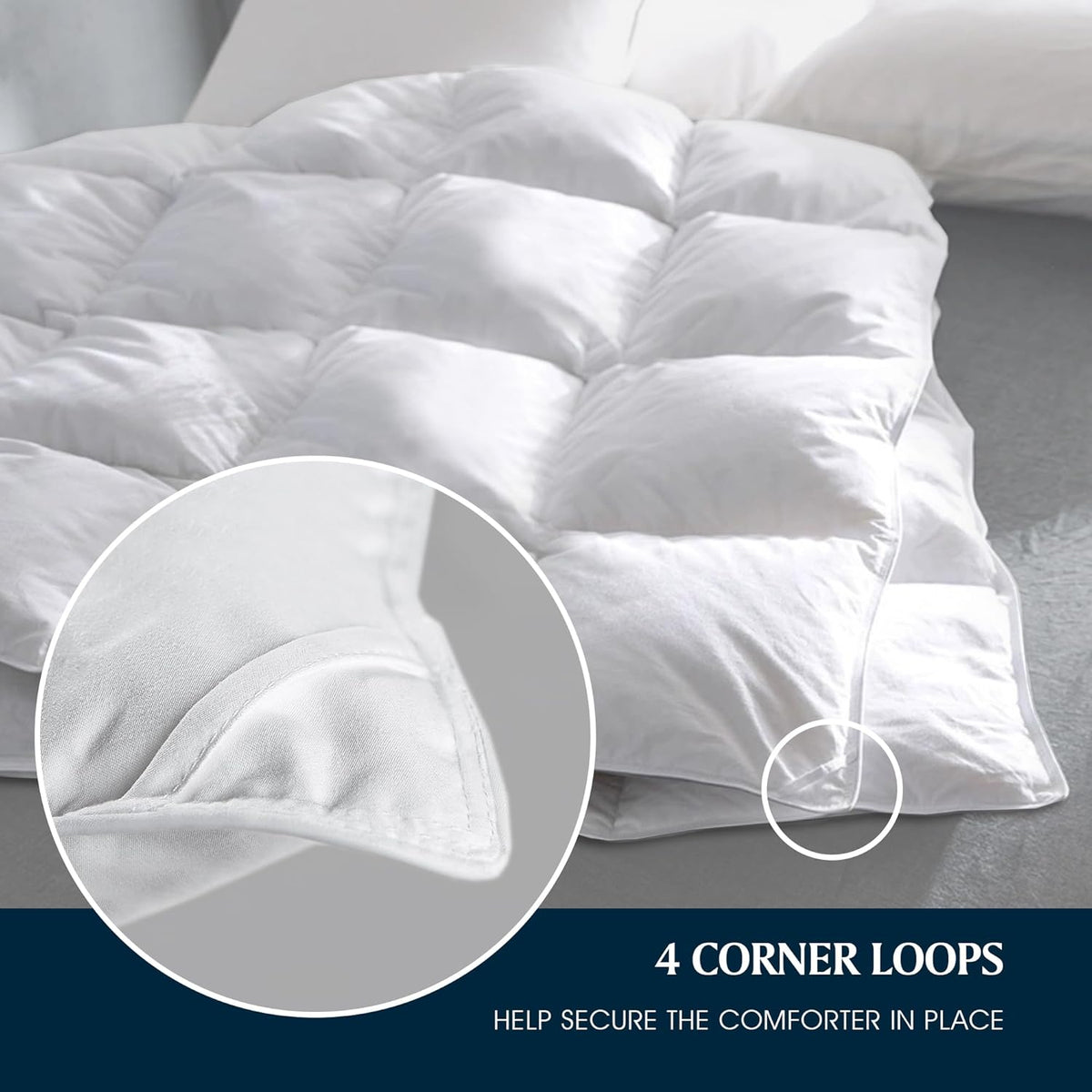 Serta Goose Feather Down Comforter - Hypoallergenic King Size Duvet Insert | 100% Cotton, All-Season Warmth, 106 x 90 Inch White
