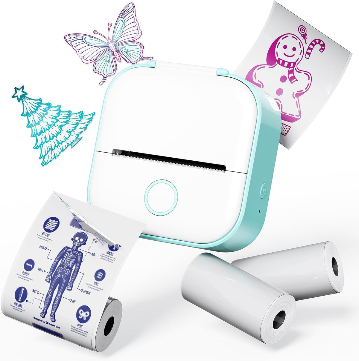 Memoqueen T02 Phomemo Mini Sticker Printer - APP AI Drawing Bluetooth Thermal Printer Sticker Maker Machine for DIY