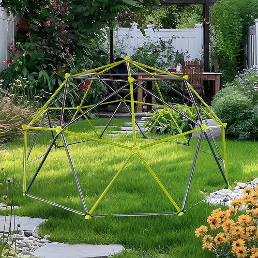 STANSS Climbing Dome, 10FT Geometric Dome Climber with Hammock and Swing,Outdoor Jungle Gym for Kids with Colorful Climbing Stones for Outdoor Backyard Play Equipment