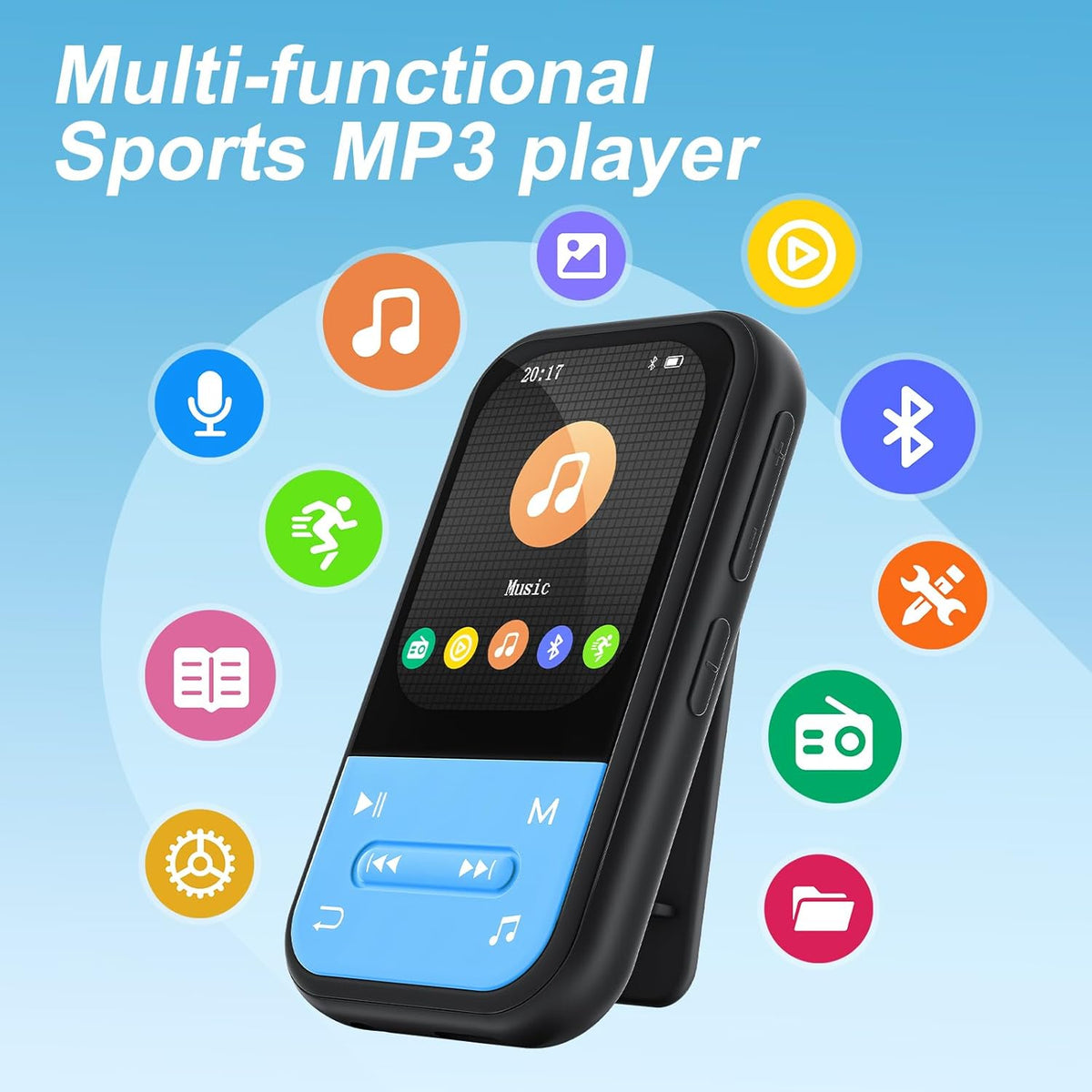 ZAQE 128GB MP3 MP3 5.3, Player - Clip Player with Bluetooth Portable Music Player with FM Radio, Voice Recorder