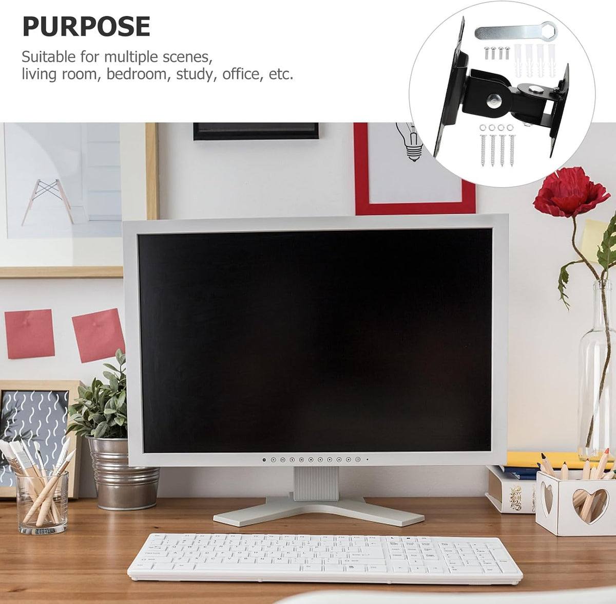 DOITOOL 14-27 Inch Monitor and Tv Wall Mount Bracket Metal Rotatable Display Stand for Home Office Flat Screen Screens