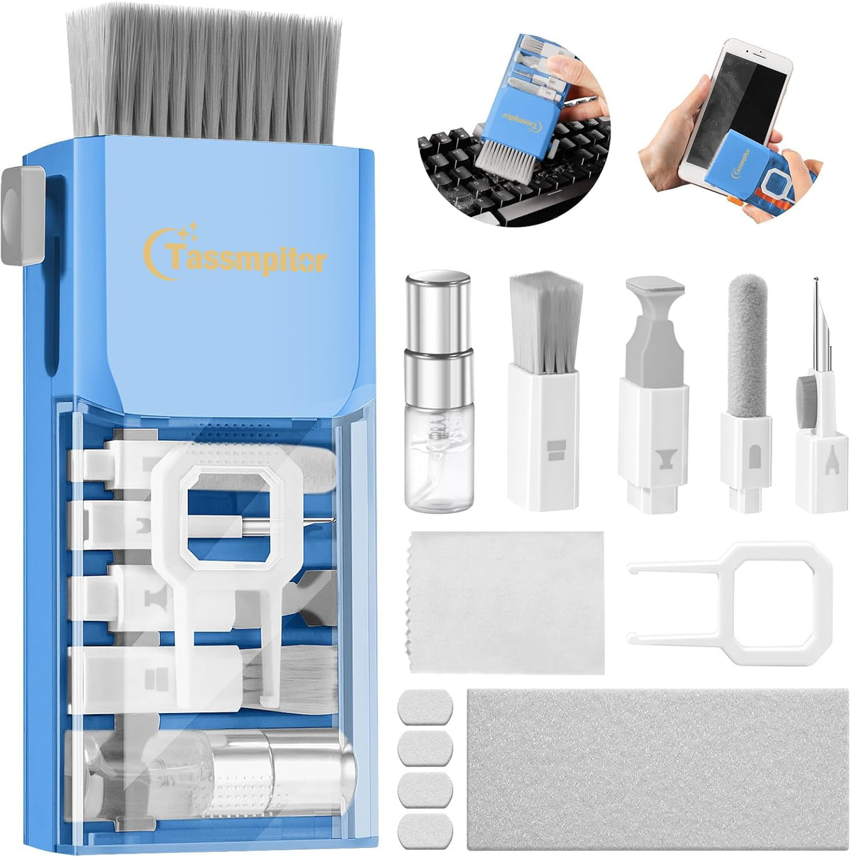Tassmpitor Laptop Cleaning Kit, Keyboard Cleaning Kit with Spray and Wipe, Keyboard Cleaner for MacBook iPad Tablet