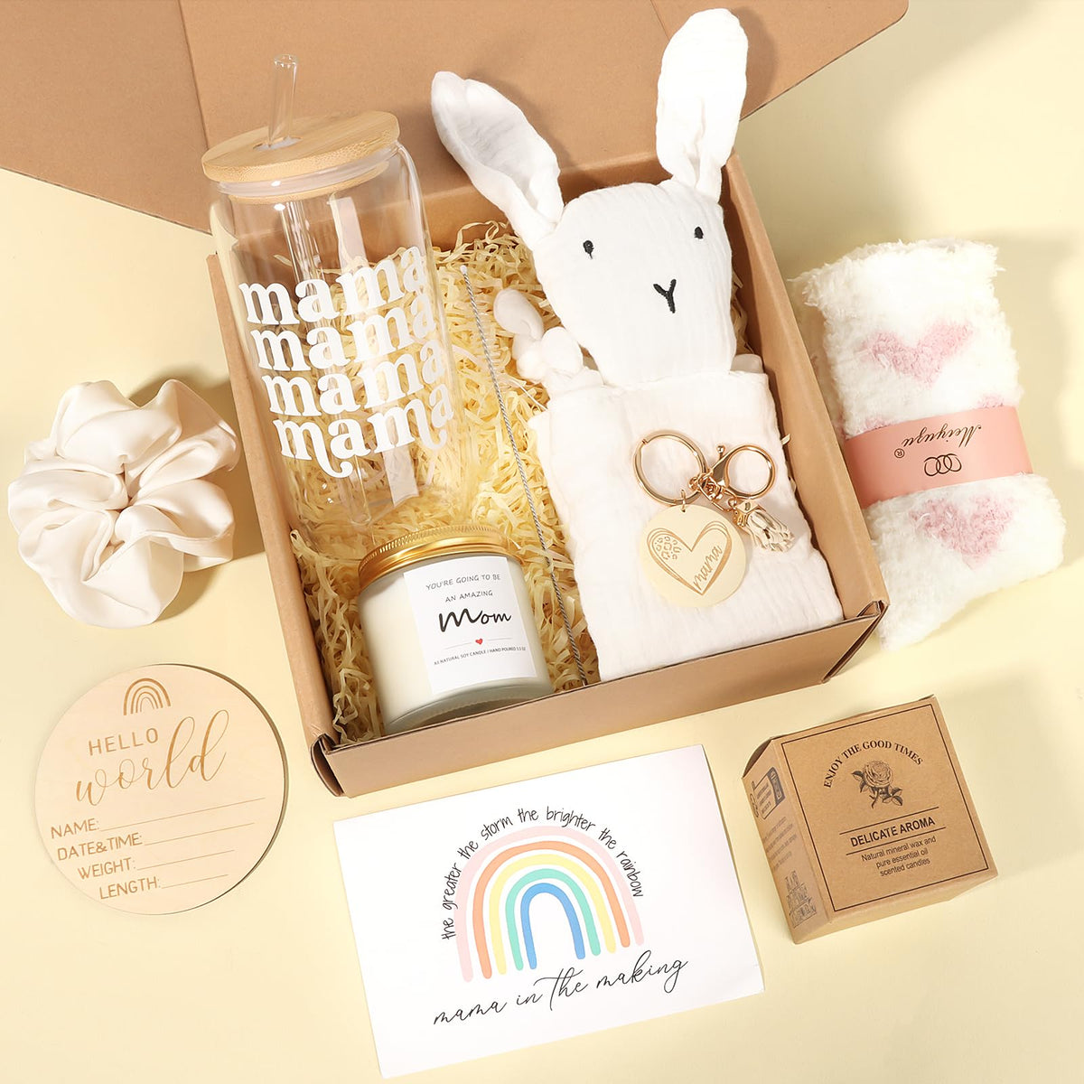 New Mom Gifts Box, Pregnancy Gifts for Expecting Mom, Gift Basket for Girls Boys, Postpartum Gifts for First Time Moms, Cool Gifts for New Mom After Birth, New Mom Care Package After Baby