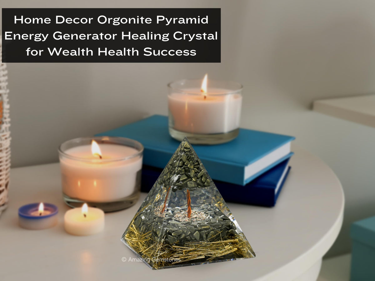 Amazing Gemstone Organite Orgone Pyramid Extra Large 105 MM - Orgone Energy Pyramid with Pyrite Crystals and Healing Stone - Orgonite Pyramids Crystals and Positive Energy