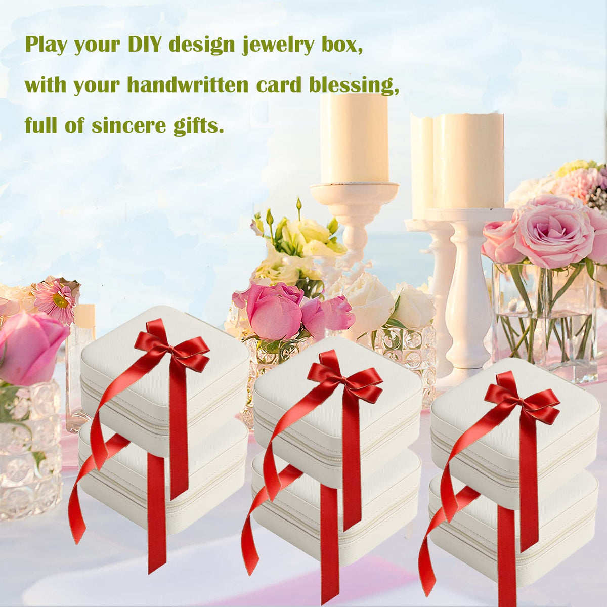 CIPIDI Travel Jewelry Case Bridesmaid Gifts Box,6 Pack Small Jewelry Box Mini Jewelry Organizer,PU Leather Portable Earring Storage Box for Women Girls Bridesmaid Proposal Gifts