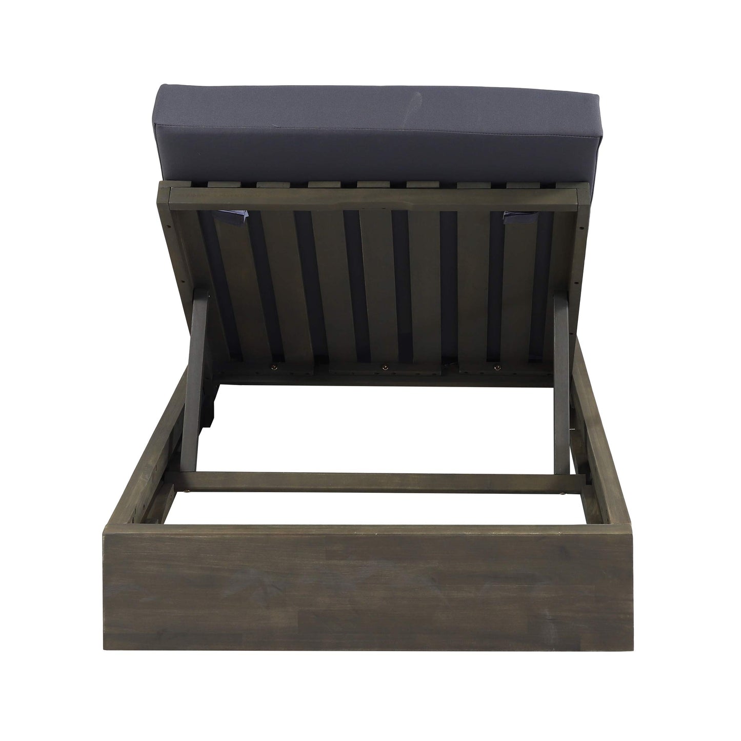 Abraham Outdoor Acacia Wood Chaise Lounge with Cushion (Set of 2), Gray and Dark Gray