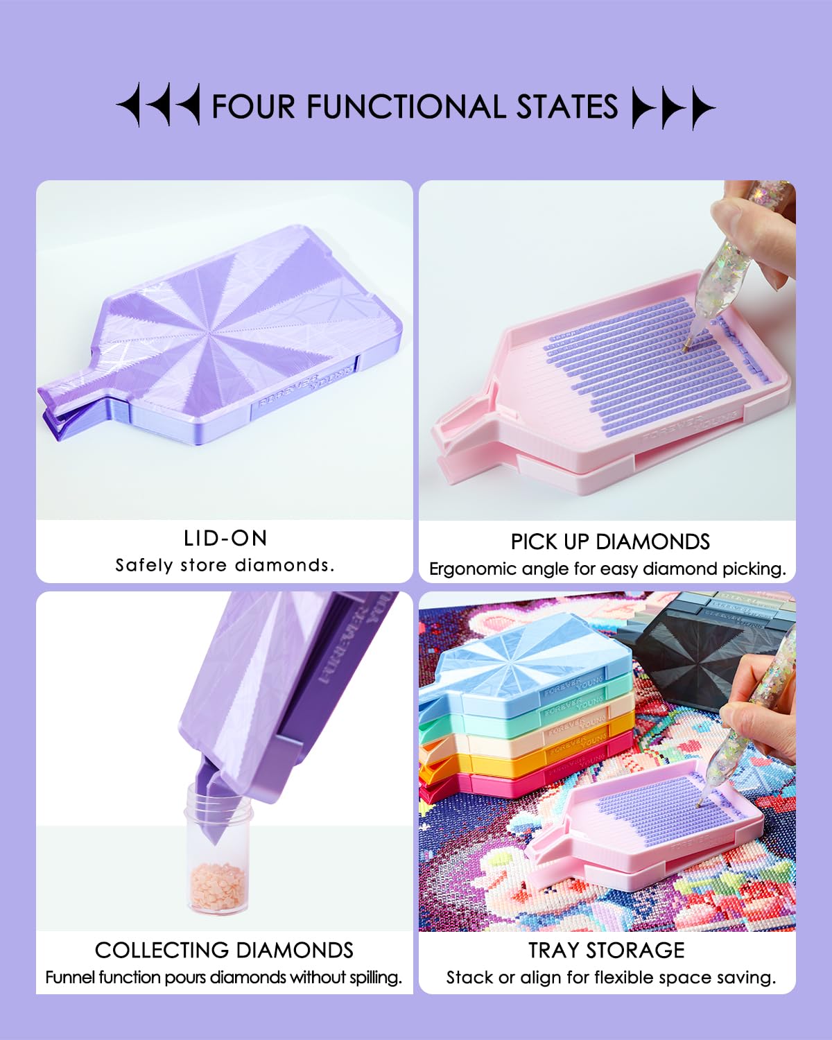 ForeverYoung Crystalline Diamond Art Trays with Lids Diamond Painting Accessories, 2-Piece Diamond Painting Trays with Lids, Silky Diamond Art Accessories and Tools, Halloween Spirit