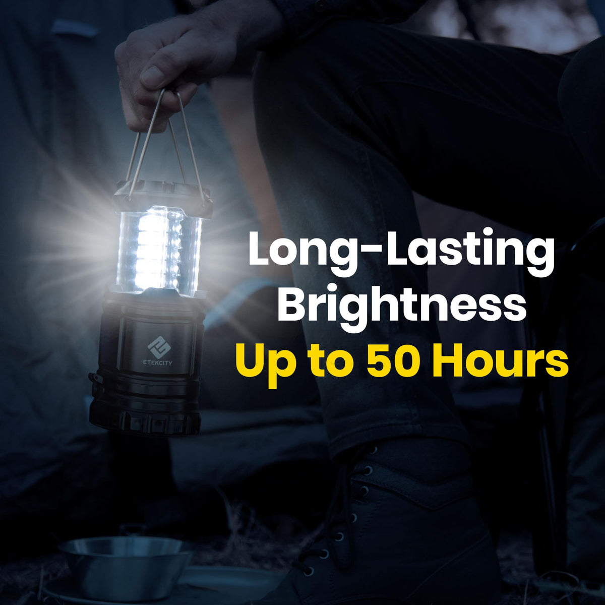 Etekcity Camping Lanterns for Power Outages 4 Pack, Flashlight for Camping Essentials, Survival Kit and Gear, Hurricane Preparedness Items, Emergency Led Battery Operated Lights, Black