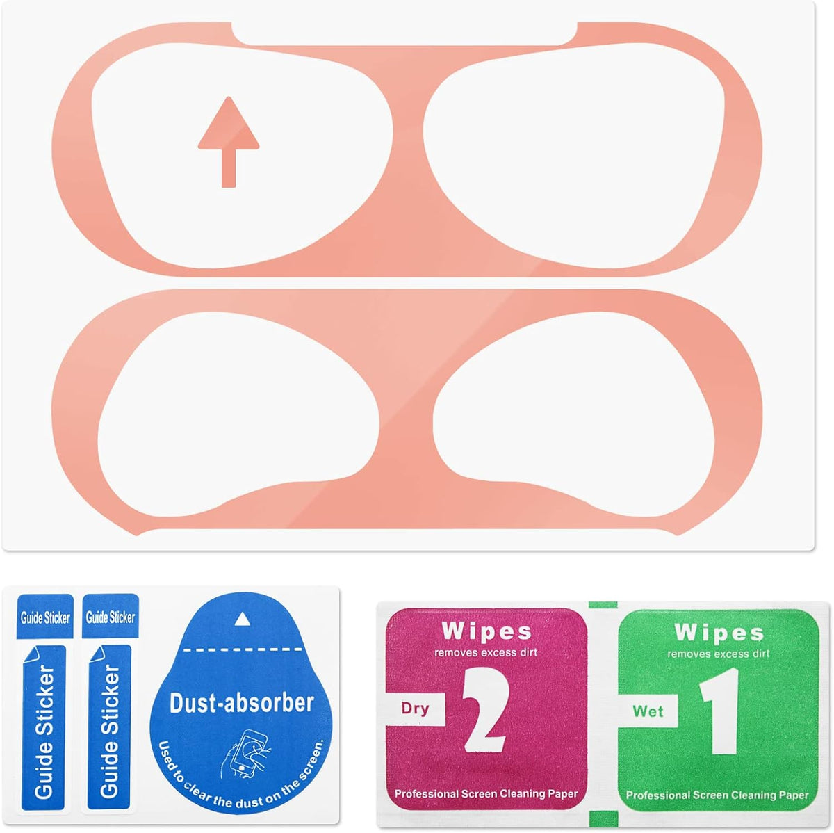 Senbos 3 3rd Metal Dust Guard for Apple AirPods Case Ultra Slim Protective Film, Scratch-Resistant Cover, Prevents