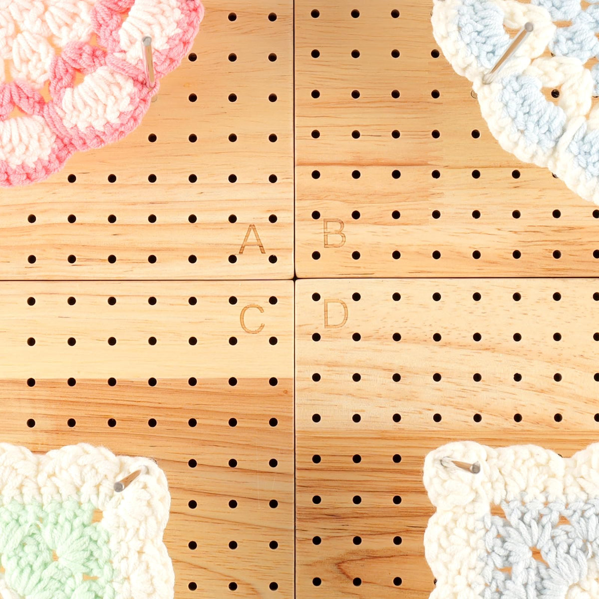 Svartur 4 Pcs (Total 17") Expandable Crochet Blocking Board with Magnetic Interior Edges, 40 Pegs, Large Blocking Boards for Crochet Projects with Pegs, Granny Square Blocking Mat Board