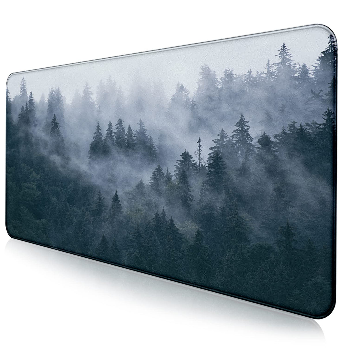 Large Extended Gaming Mouse Pad with Stitched Edges, Non-Slip Waterproof Rubber Base Mouse Pad for Office, Computer, Keyboard, Laptop and Home Desk Pad 35.4 x 15.7 x 0.12 Inch (Grey Forest)