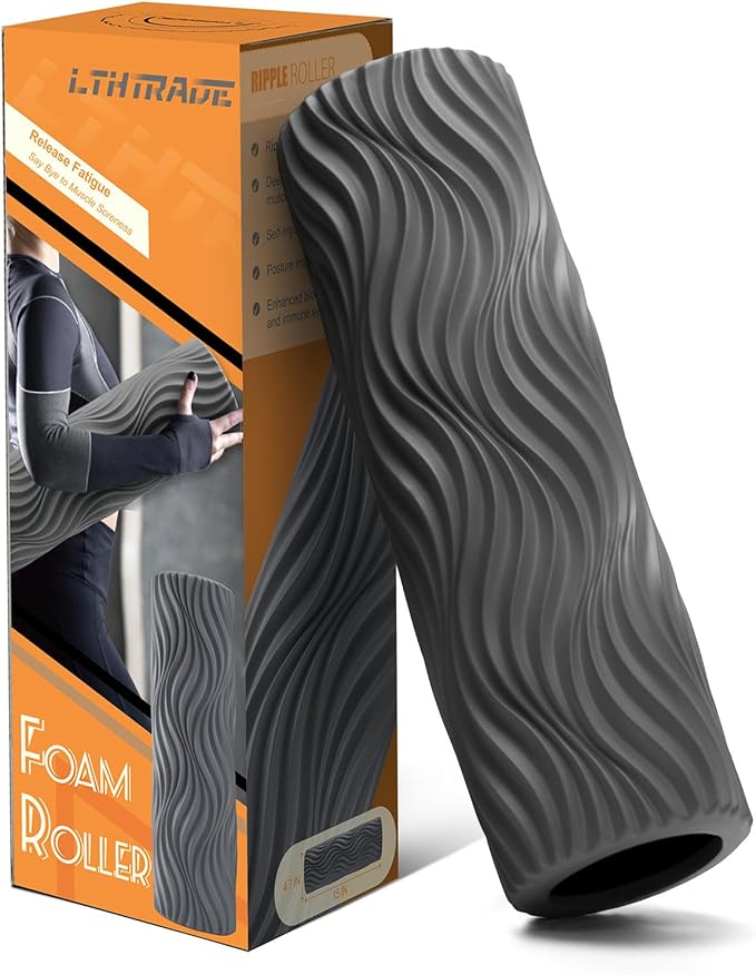 Foam Roller, Deep Tissue Massage Muscle Roller Back Roller Foam with Wave Texture - Back Pain Relief & Physical Therapy, Fitness Foam Roller for Pilates, Yoga (Grey)