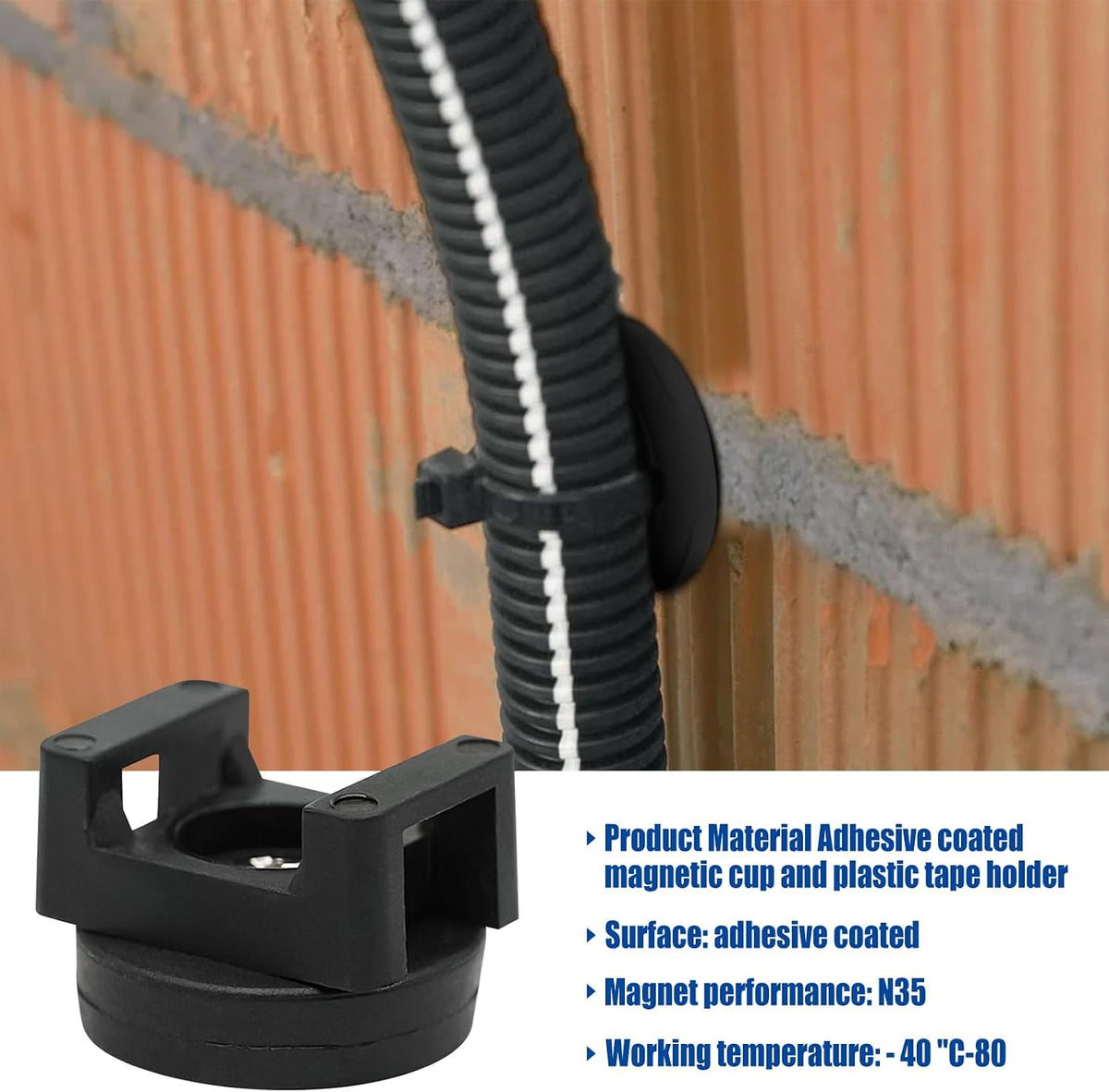 18lbs (22mm, Count, 20) Magnetic Cable Zip Tie Base, Heavy Duty Vertical Tension, Multipurpose Wire Clips Management
