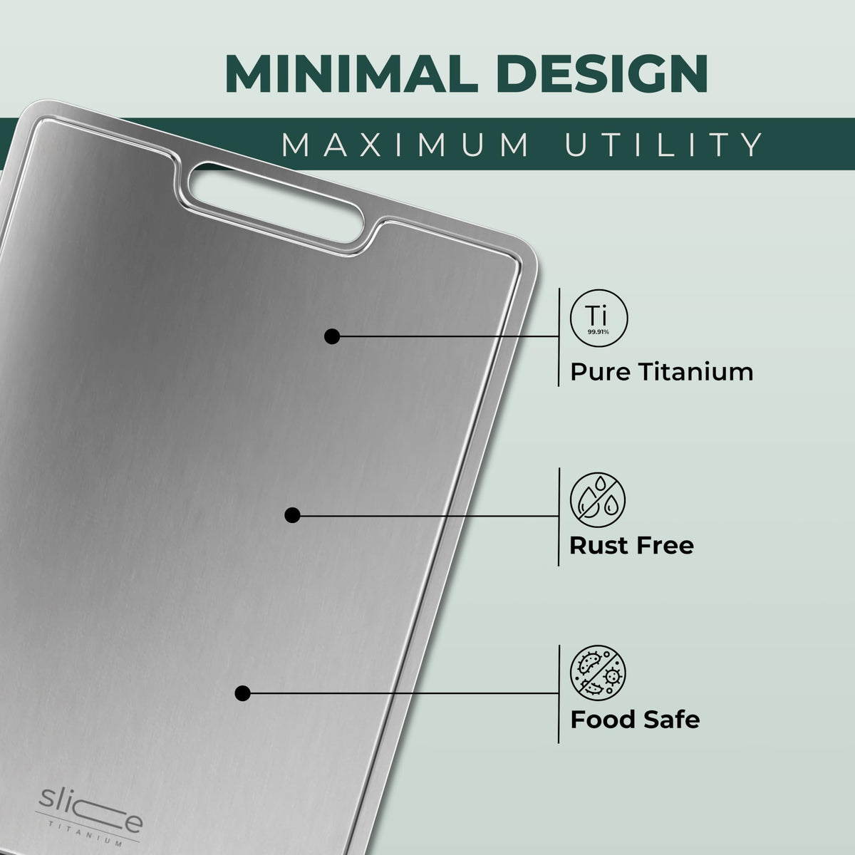 Real Titanium Cutting Board for Kitchen, Pure Titanium Large 15x11 Metal Cutting Boards for Meat and Vegetables, Food Safe, Dishwasher Safe