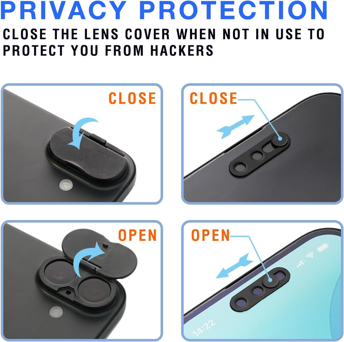 16/17 Security(2 Pack) Privacy Cover Compatible for iPhone |with Front Camera Cover,Protect Privacy and Security