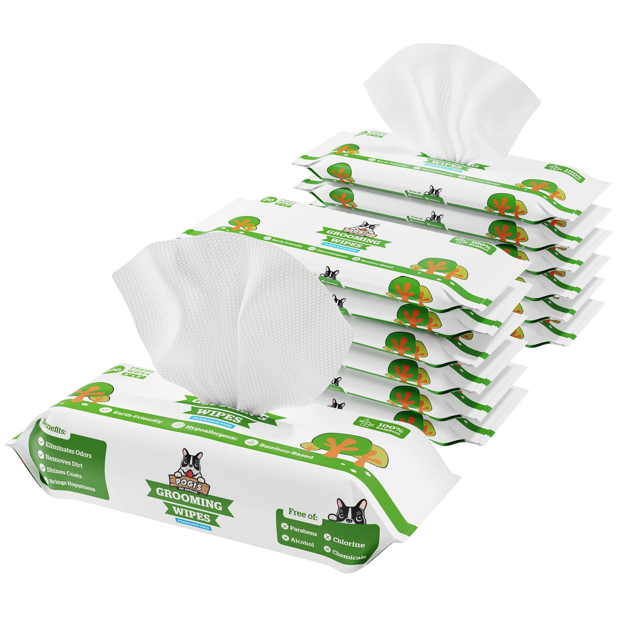 Pogi's Grooming Wipes Home & Travel Bundle - 100-Count Grooming Wipes for Home and 240-Count Packs for Travel