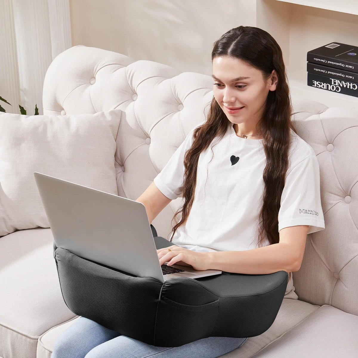 cooloo8 Lap Desk, Reading Pillow, Laptop Pillow for Lap, Portlands Portable Desk Pad for Bed, Couch, Car (Black)