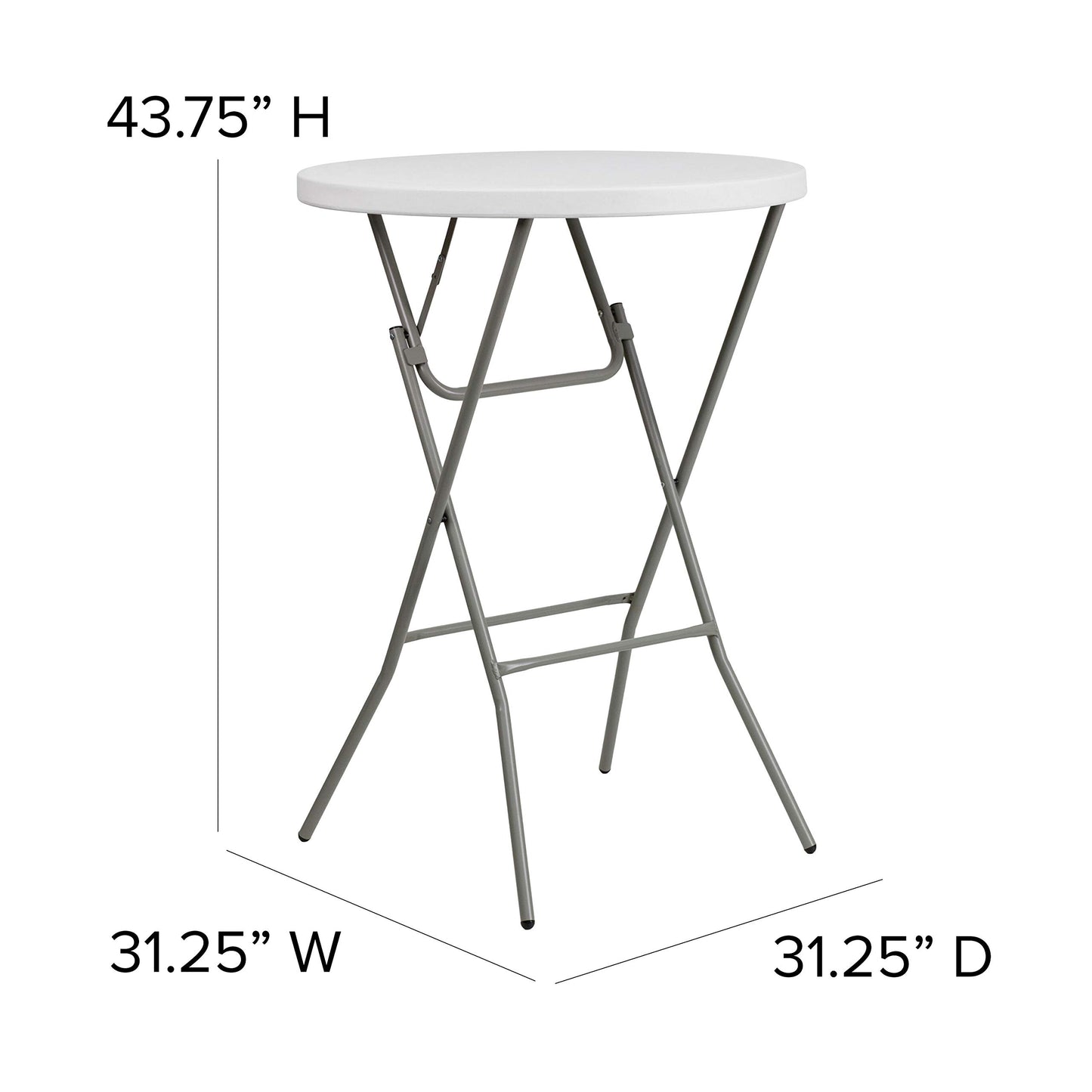 Flash Furniture 32" Round Folding Bar Height Tables for Parties and Commercial Events, Indoor/Outdoor Plastic Bar Height Folding Tables, Set of 4, White