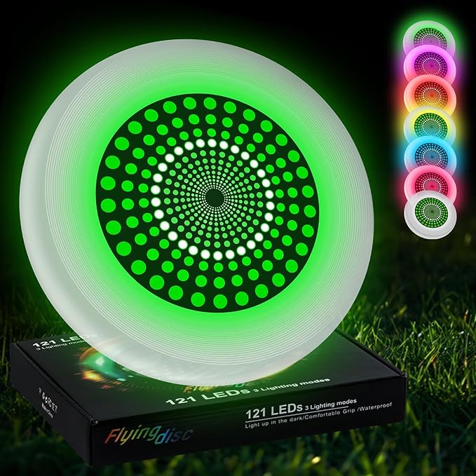 49LEDs Flying Disc with 16 Million Color RGB, 3 Modes+Rechargeable+Waterproof+175g, Cool Sports and Outdoors for Parks/Camping/Beach/Backyards,Easter & Birthday Gifts for Teens/Kids/Adults