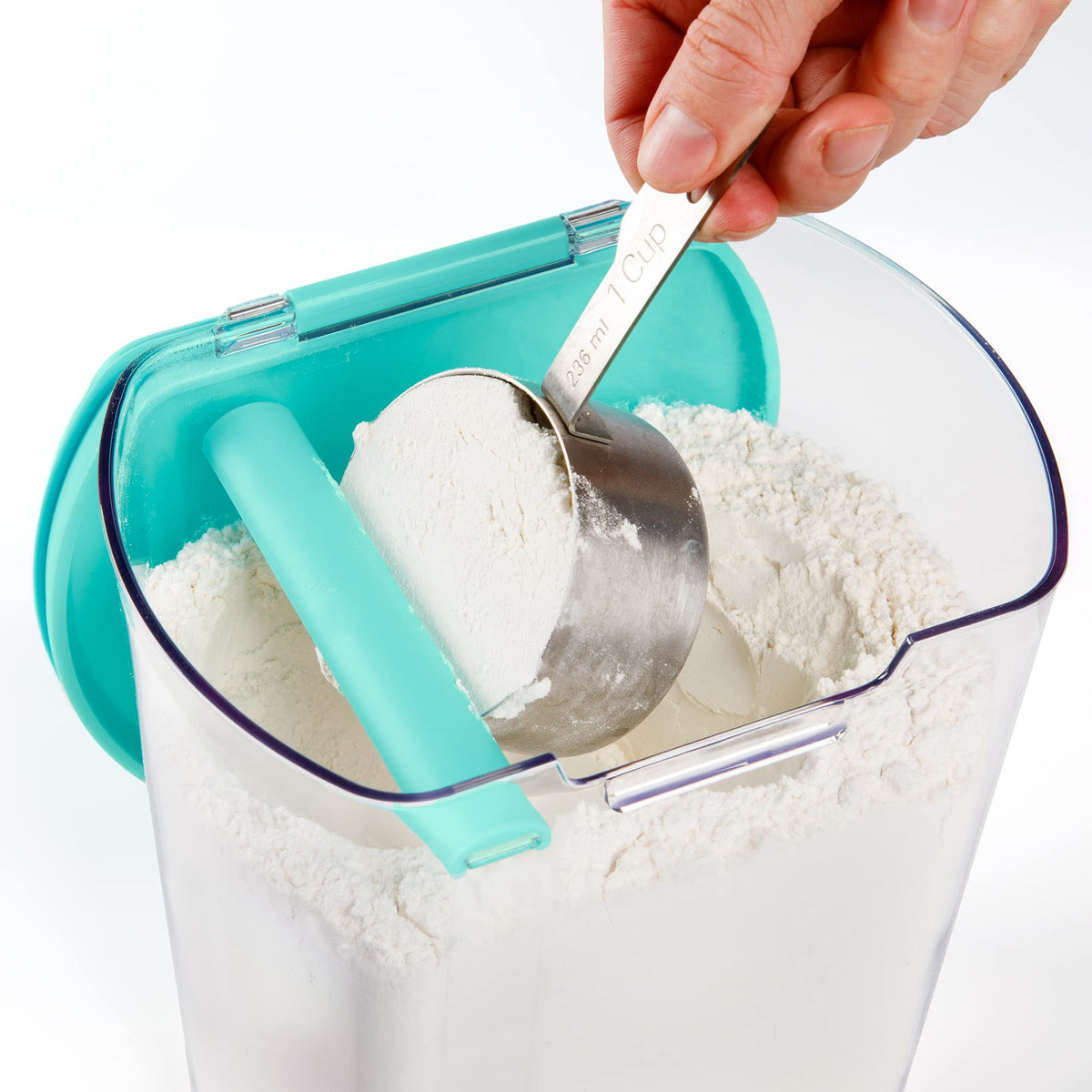 Progressive ProKeeper Baker's Airtight Kitchen Storage Canister Container Set for Flour, Sugar & More, Keeps Ingredients Fresh, with Accessories (Turquoise, 6- Piece)