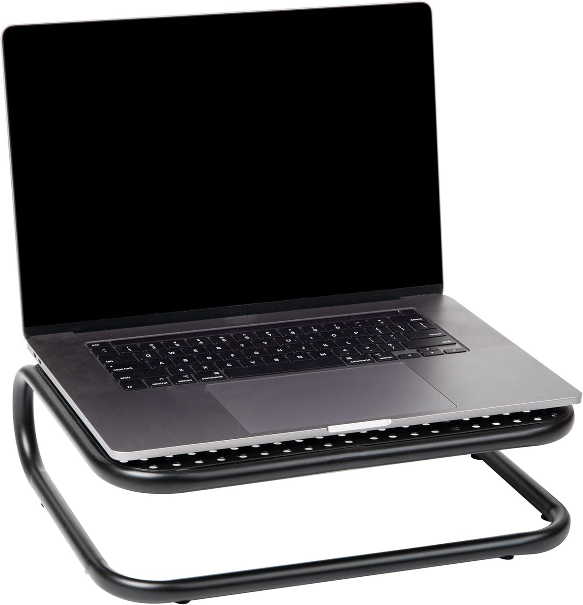 Set 2, 14.25"L 11"W 4.25"H, Mind Reader Monitor Stand, of Ventilated Laptop Riser, Desktop Organizer, Metal, x x Black