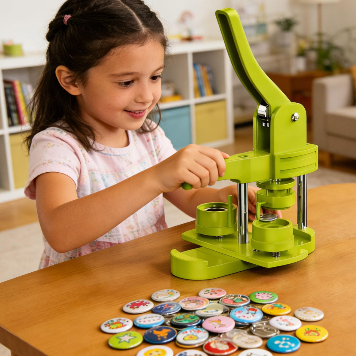 JINFEIDIAN 25mm 1-Inch Button Maker Machine Kit with 200Pcs Supplies, Manual Press for DIY Pin Badges, Ideal Kids Gift & Craft Projects