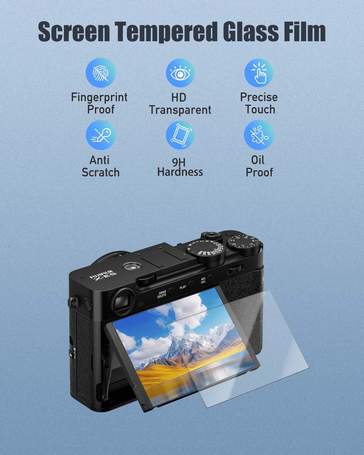 YAJOJO 4-Pack X-E5,9H X-E5 Screen Protector for Fujifilm Hardness Tempered Glass for Fujifilm Mirrorless Camera