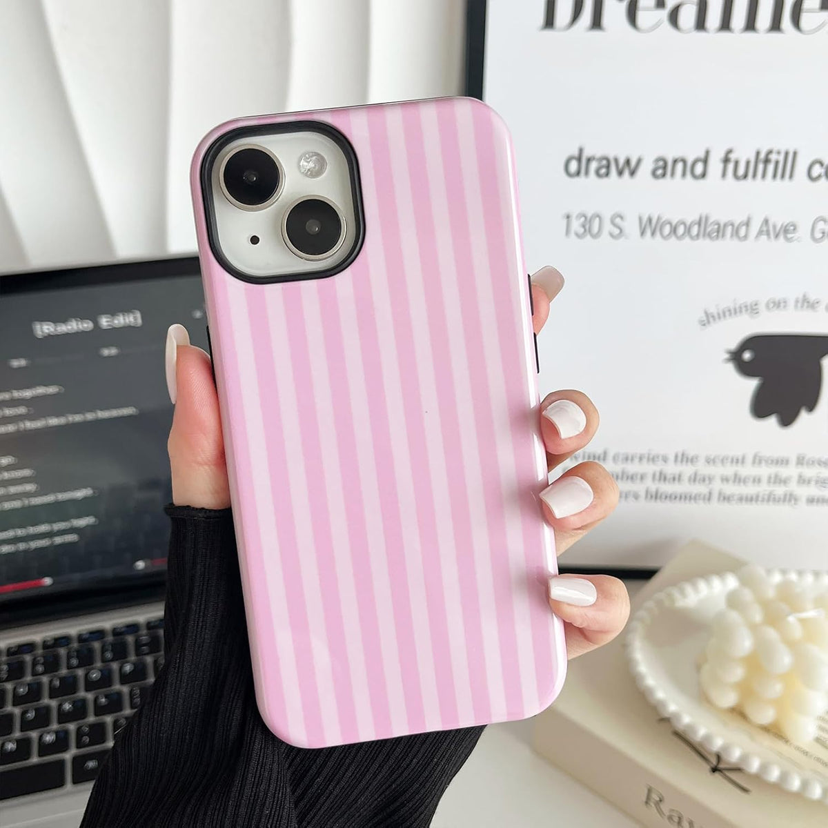 CHEDEMK 13/14 13/14 6.1"- Compatible with iPhone Case, Cute Fashion Aesthetic Striped Pattern Cover for Women