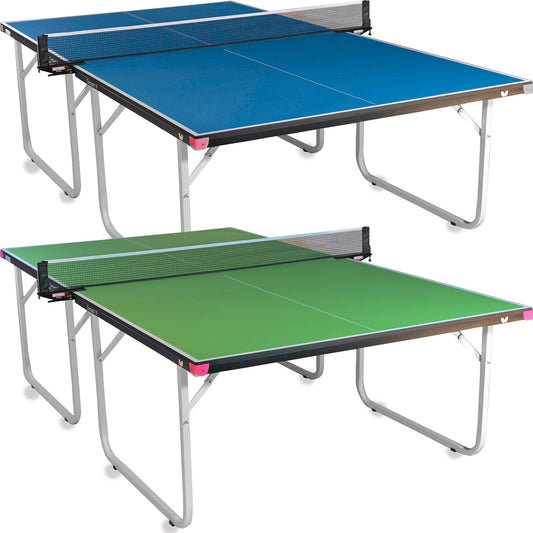 Butterfly Compact 19 Ping Pong Table - Foldable Table Tennis Table with Wheels - Regulation Size Ping Pong Table with Detachable Net Included - Ships Assembled, Green