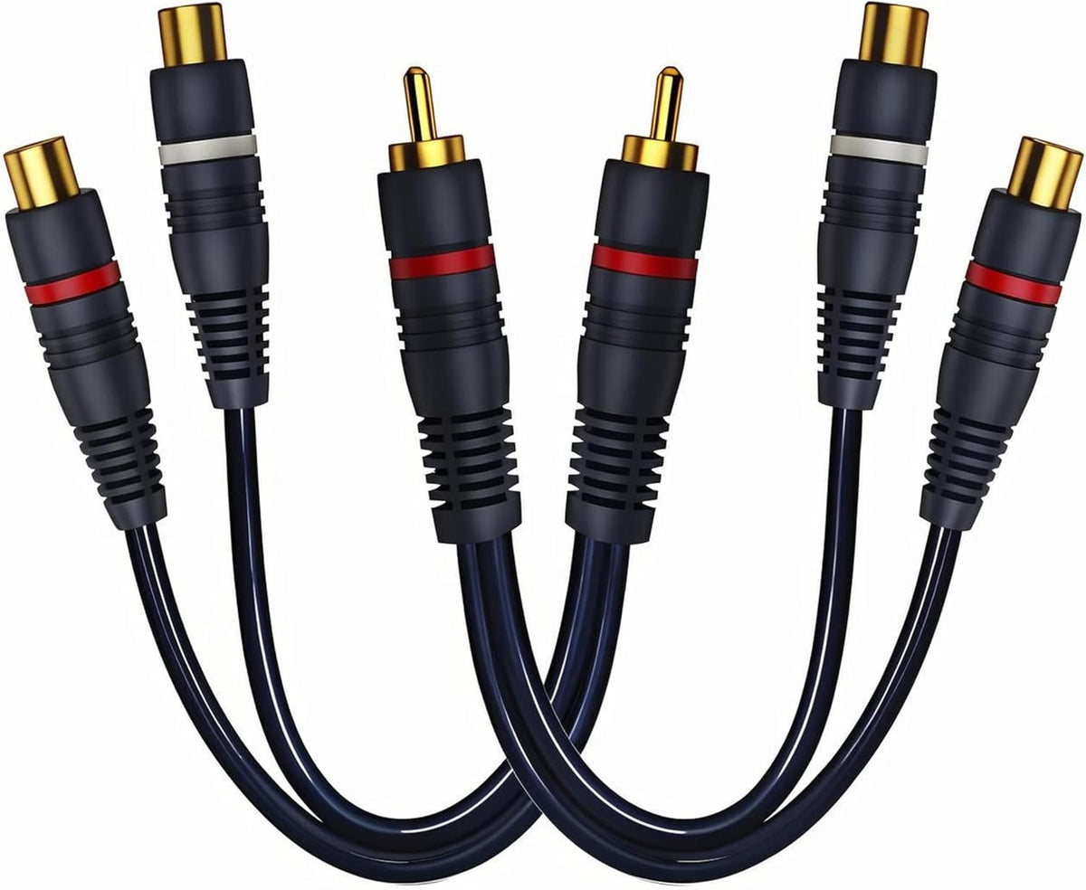 1 2 2 Pack, 0.2M/0.65ft RCA Splitter Male to Female Y Splitter RCA Audio Video Cable Splitter Adapter Extension Cord