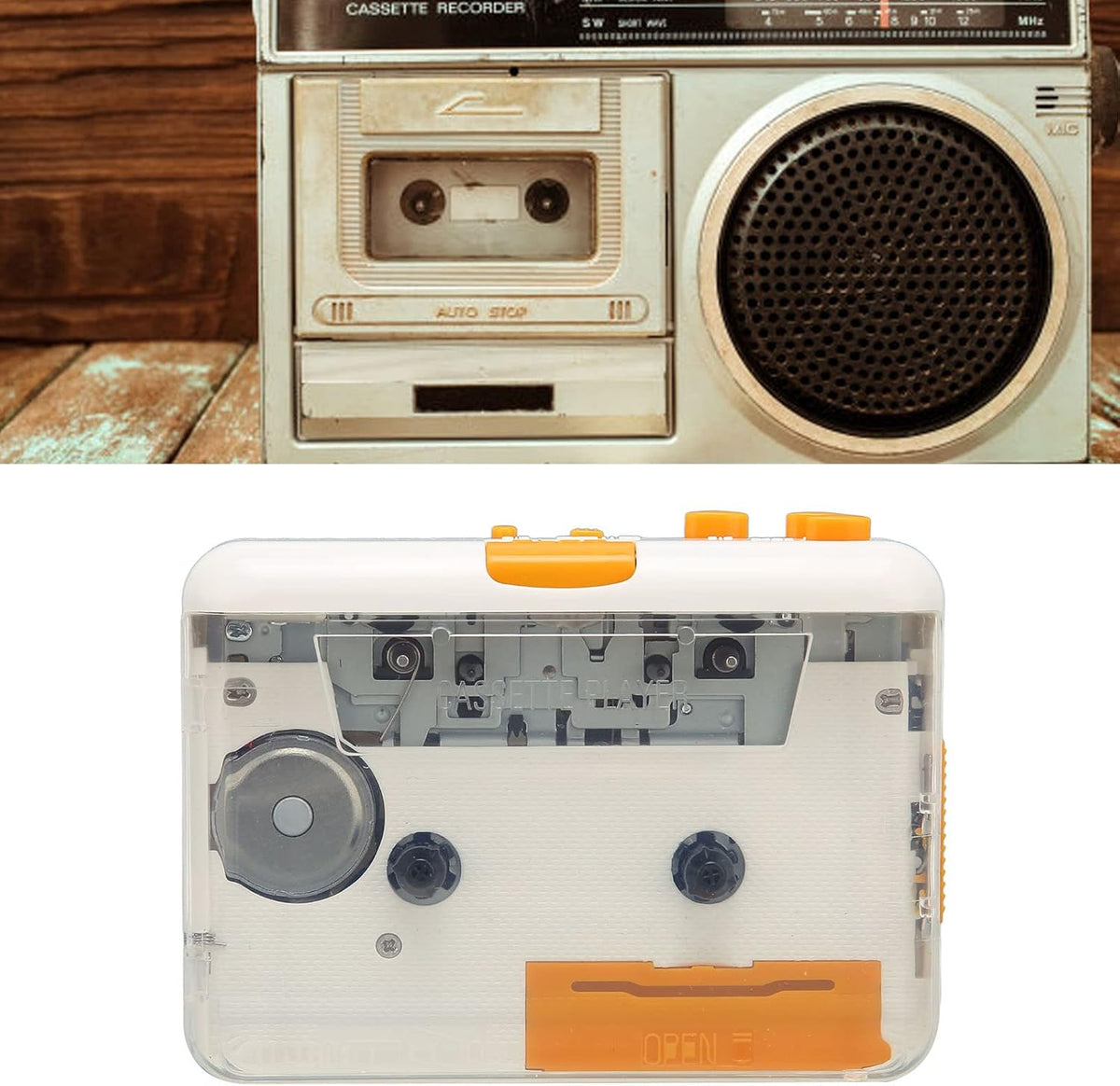 Cassette Tape-To-MP3 USB Tape Converter Player, Portable Plug And Play Capture Device With Software For CD Burning