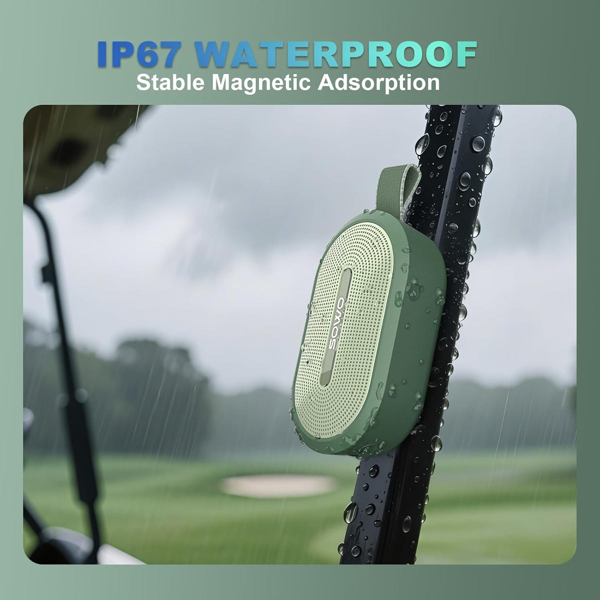 SOWO IP67 24 Wireless Portable Small Speaker, Ultra Magnetic Bluetooth Speaker for Golf Cart, Coverless Waterproof, H