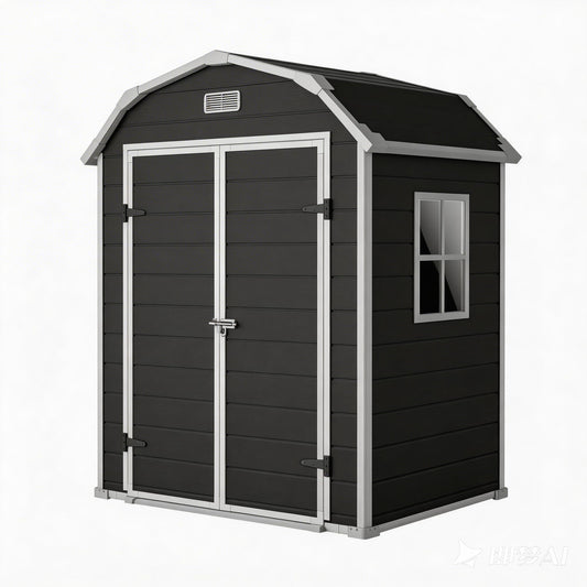 Shed, 6x4.5 ft Resin Storage Shed for Backyard, Durable All-Weather Storage and Sheds & Outdoor Storage, Large Outdoor Storage Box Style Outdoor Shed, Garden Resin Building, Black