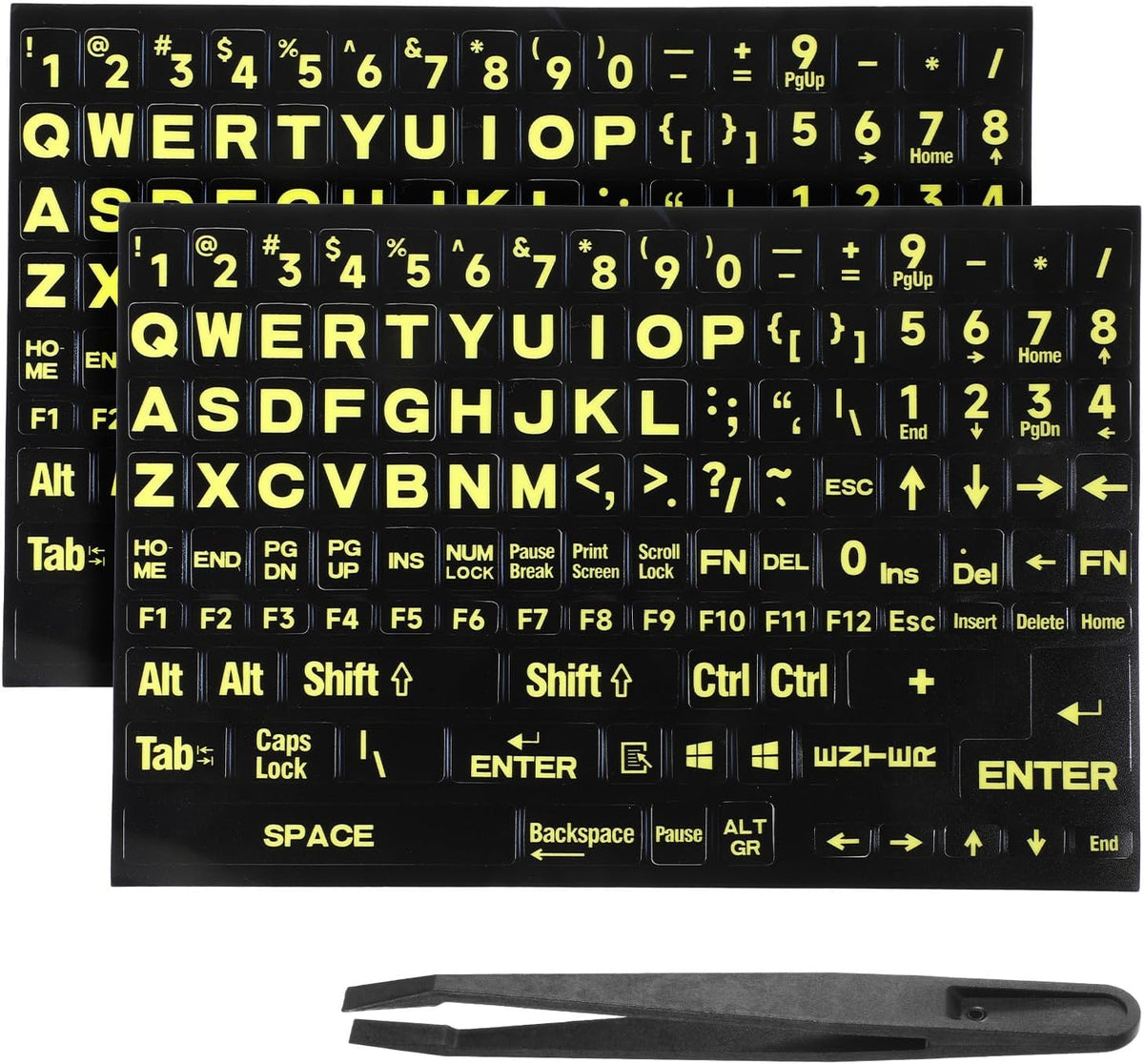 Qulkws 2 PCS Universal English Large Lettering Keyboard Stickers, English Keyboard Stickers, Big Bright Yellow