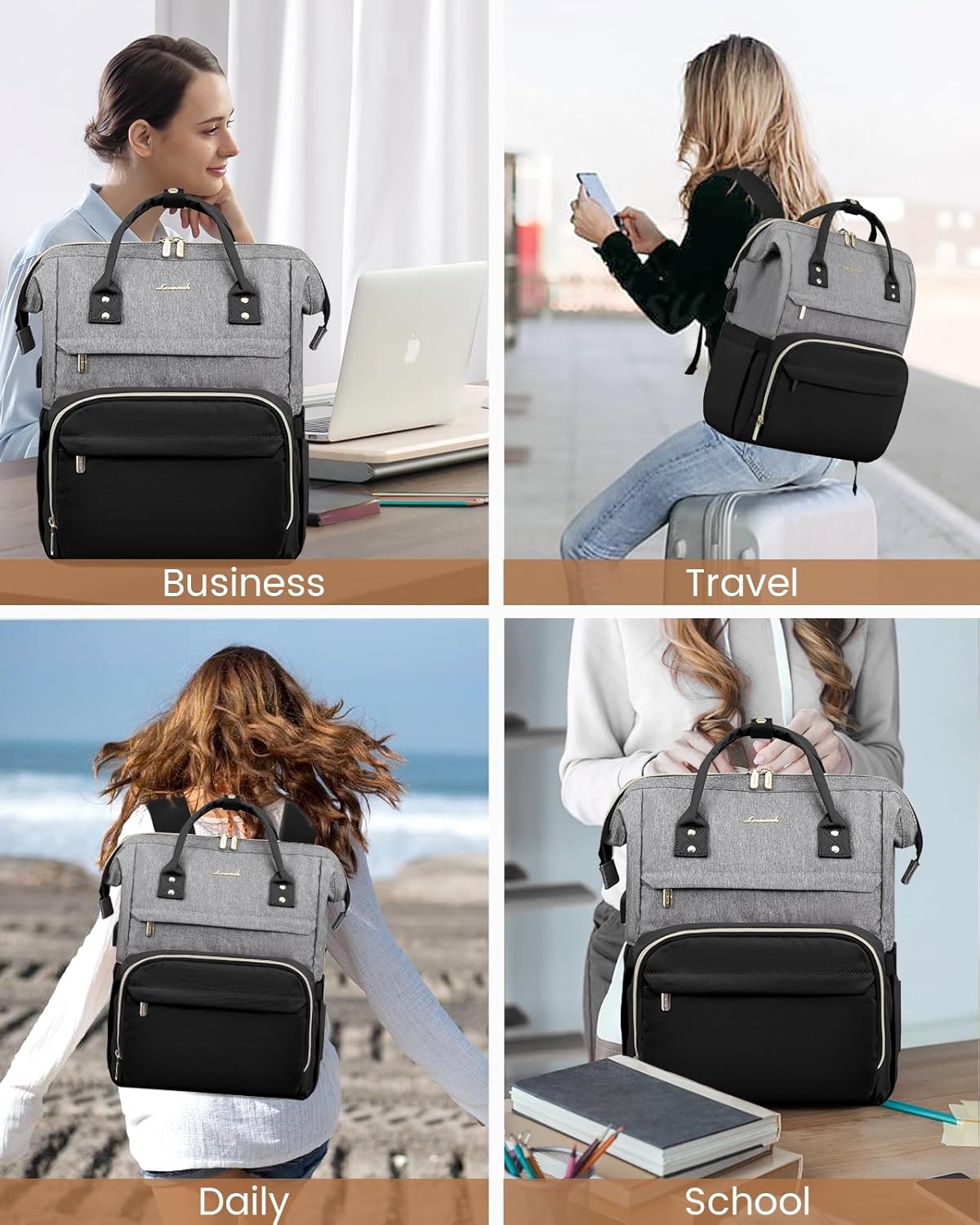 Backpack Backpacks Backpack 17-Inch LOVEVOOK Laptop for Women Fashion Business Computer Travel Bags Purse Doctor Nurse