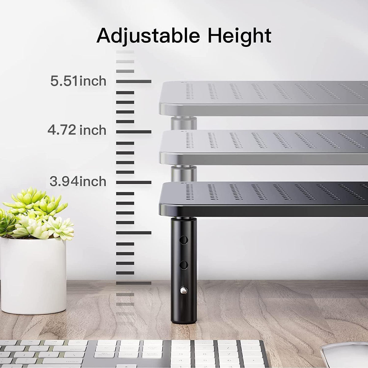 2 2 Pack, HUANUO Monitor Stand for Desk, Computer Monitor Stand Height Adjustable, Monitor Riser for Monitors, Laptop