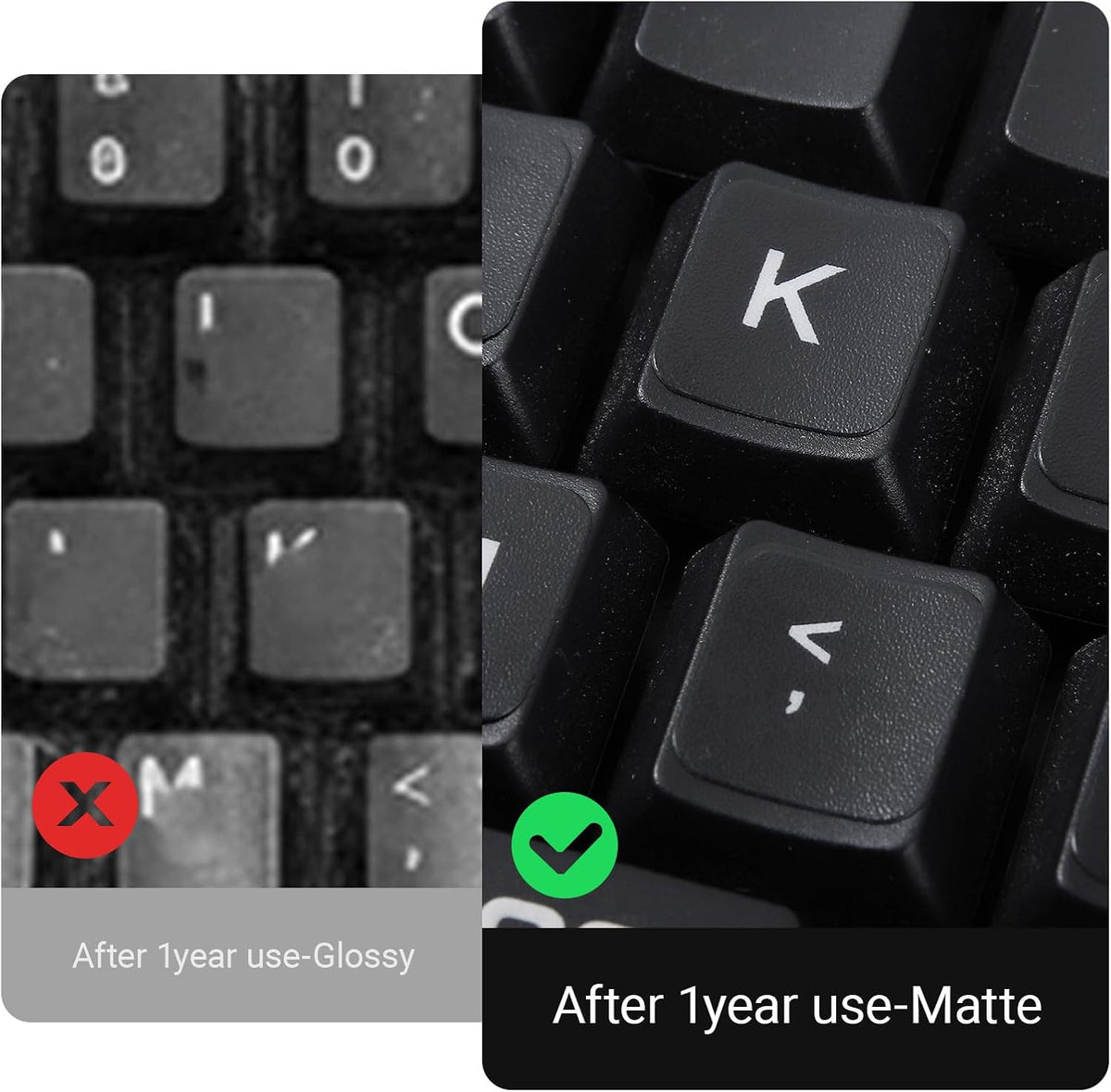 Xinjoduz 4 PCS Universal English Keyboard Letter Stickers, Black Background with White Lettering, Keyboard Stickers