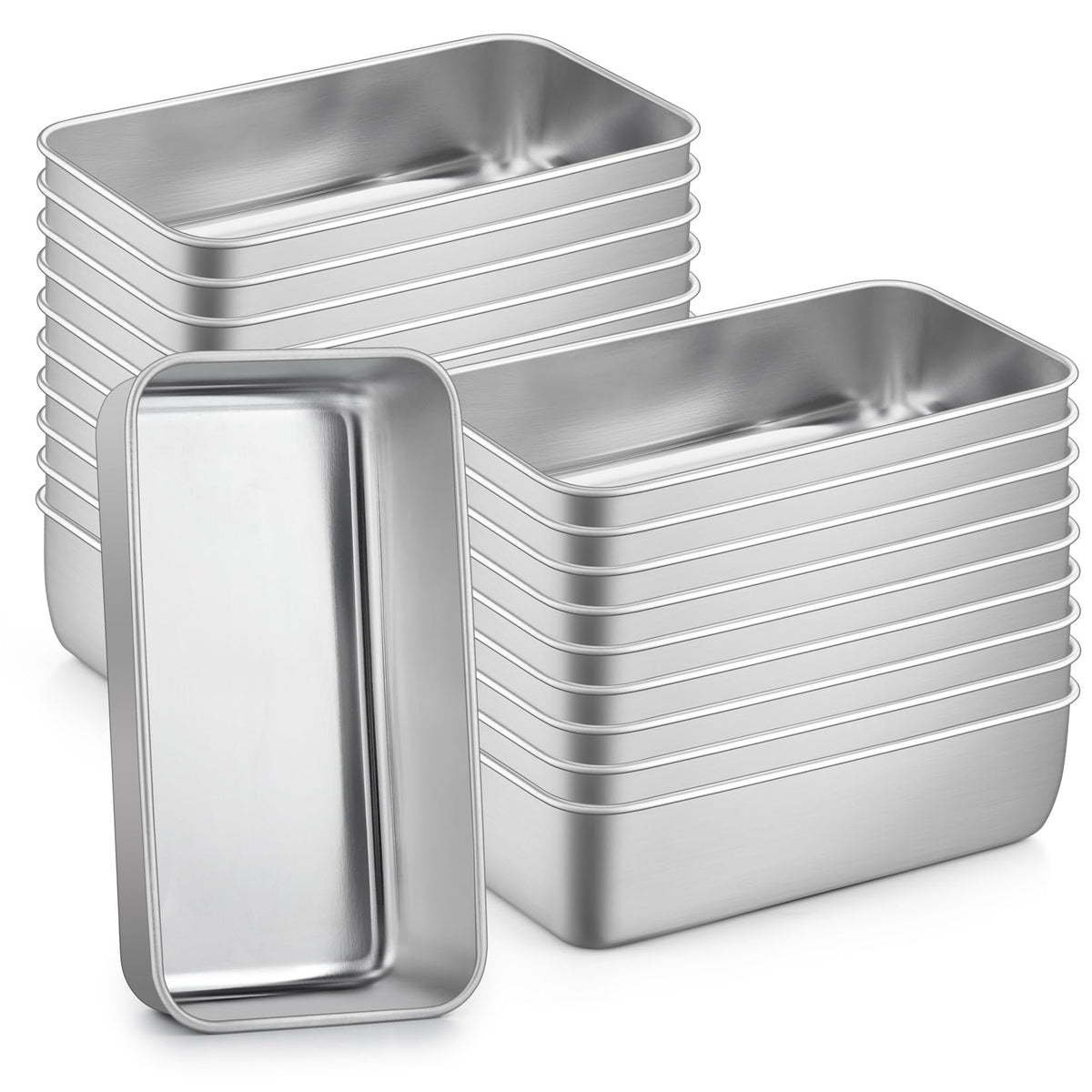P&P CHEF Loaf Pan Set, 9 x 5 Inch Bread Pans, Stainless Steel Loaf Toast Baking Pans For Bread Meatloaf Lasagna Cake, Healthy & Non Toxic, Oven Safe& Easy Clean, (Silver, 20Pcs)