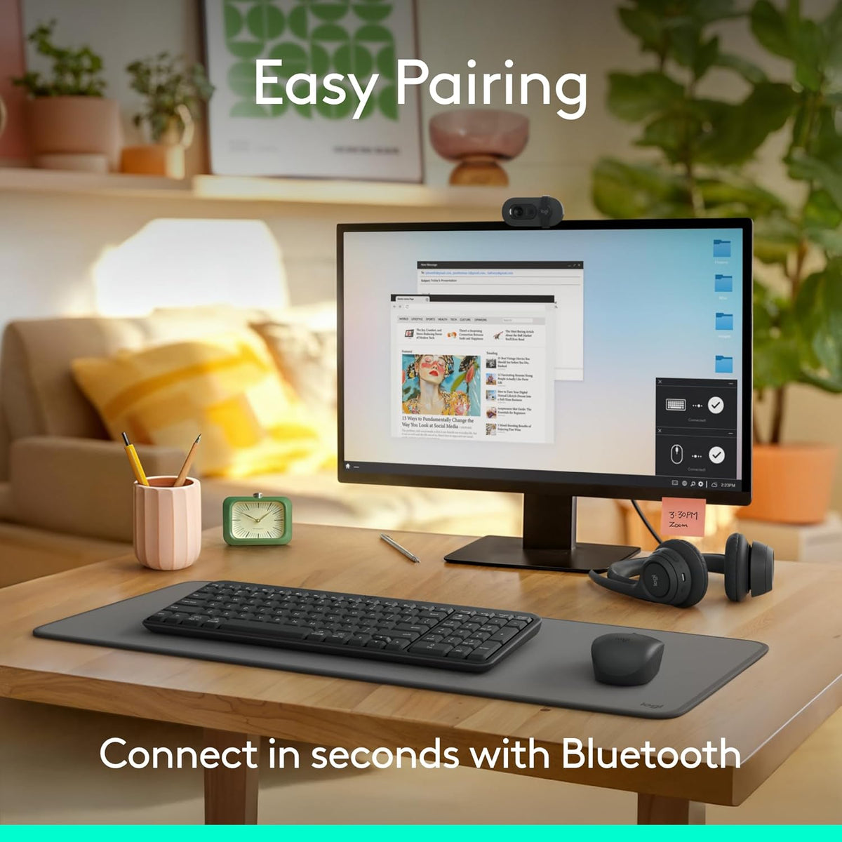 Logitech K250 Bluetooth Keyboard with Numpad, Easy Connectivity, Compact Wireless Keyboard Made with Recycled Plastic