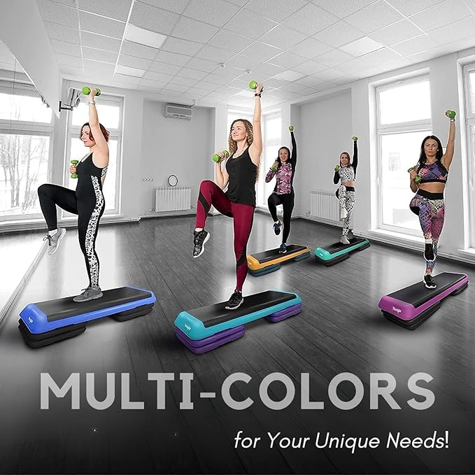 Yes4All Adjustable Workout Aerobic Exercise Step Platform Health Club Size with 4 Adjustable Risers Included and Extra Risers Options