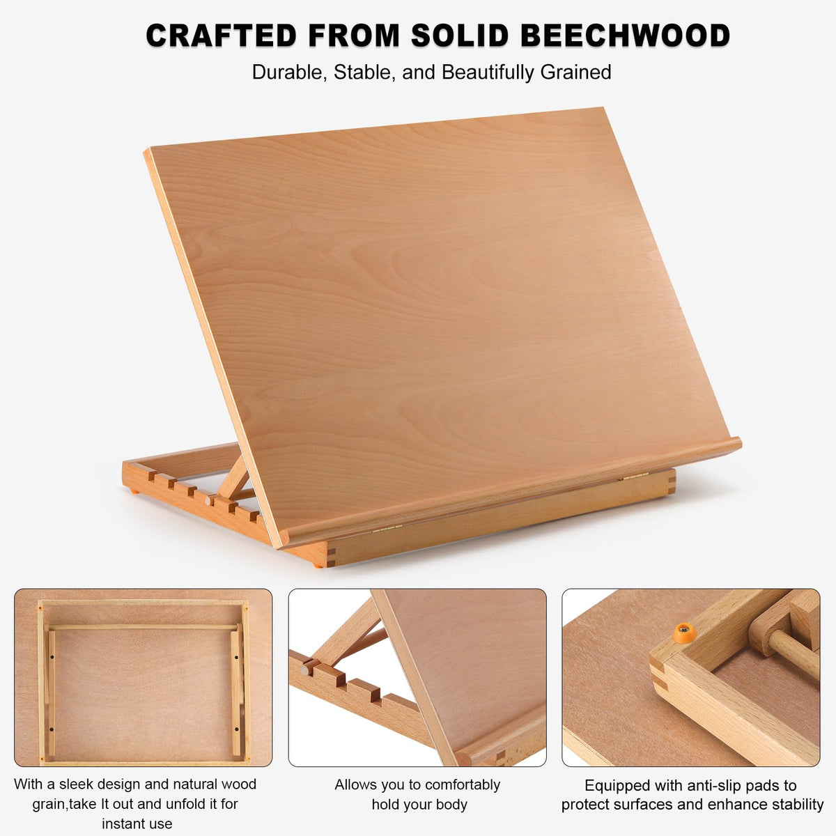 Tabletop Easel for Painting, 24.88"x17.28" Extra Large Adjustable Beechwood Drawing Board, Art Easel for Painting Sketching and Display Stand, Ideal for Diamond Art